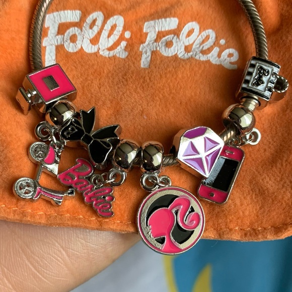 Pandora Snake Chain Bracelet w/ 8 New Barbie Theme Charms - Picture 3 of 13